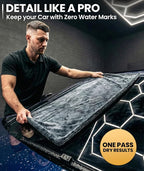 EVEO Car Drying Towel - (1300 GSM) XL Drying Towels Car Detailing - Car Microfiber Towel (36"x24") Microfiber Drying Towels for Cars Towels Drying, Car Wash Towels, Ultra Absorbent - Grey & Green