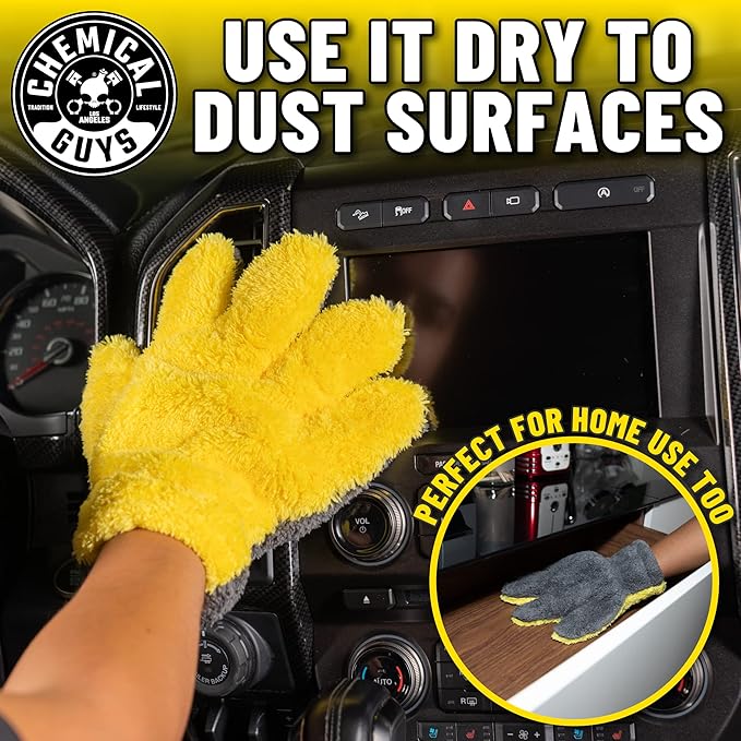 Chemical Guys MIC510 The Stranger Helpful Handy Car Wash Mitt - Yellow, Microfiber Towels for Detailing, Holds Tons of Soapy Suds, Flexible - Perfect for Car Cleaning