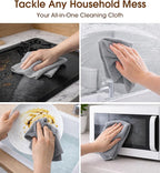 KitchLife Microfiber Cleaning Cloth Roll, 100 Pack - Tear-Away Microfiber Paper Towels, Lint-Free, Reusable, Washable for Kitchen, Car, Dishes, and Sensitive Surfaces (Dark Gray)