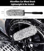 YeewayVeh 2PCS Car Wheel Brush, Long Handle Microfiber Rim Cleaner Brush and Bendable Wool Fiber Wheel Cleaning Brushes for Truck SUV Tire Rim Car Wheel Cleaning Kit, Red&Black