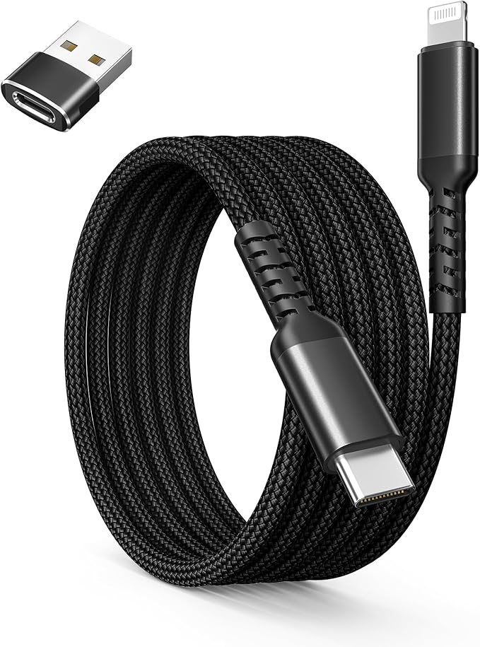 Basesailor USB C to Lightning Charger Cable 3.3FT with USB A Adapter,Type C Power Delivery PD Fast Charging Cord for iPhone 14 13 12 11 Mini Pro Plus,SE,i11,i12,i13 Phone,iPad 9 9th 8 8th Generation