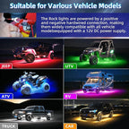 20Pods Multicolor RGB LED Rock Lights for Semi Trucks Pickup RV Jeep Golf Cart Offroad, Segmented Waterproof Underglow Light Kit Neon with APP/RF Remote Control, Music Mode 12V Fender Lights