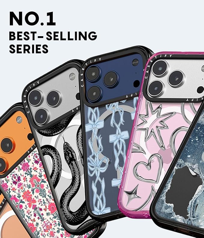 CASETiFY Impact iPhone 17 Case [Slim/Compatible with Magsafe / 8.2 ft. 4X Military Grade Drop Protection] - EttaVee Watercolor Fleurs - Clear Black