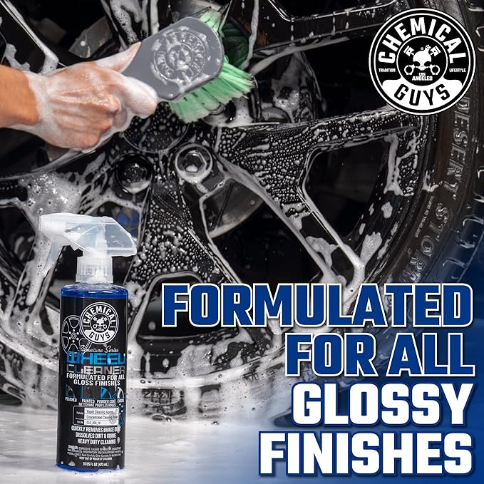 Chemical Guys CLD_203 Signature Series Wheel Cleaner, 128 fl oz + ACC_B01 Gerbil Wheel & Rim Brush (for Exhaust, Tires, Rims, Engine Bays, & More) + ACCG08 Wheelie All Exterior & Wheel Brush