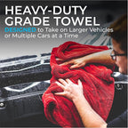 The Rag Company - The 1500 - Heavy Duty Car Drying Towel; Perfect for Trucks, Commercial Vehicles, RVs, Boats, and More; Premium 70/30 Blend Twist Loop Design, 1500gsm, 30in x 30in, Red