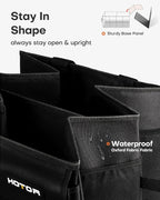 HOTOR Trunk Organizer - Car Organizer, Foldable Trunk organizer for SUVs & Sedans, Sturdy Car Organization for Car Accessories, Tools, Sundries, Black, 2 Compartments, 21.3"×12.6"×10.6"