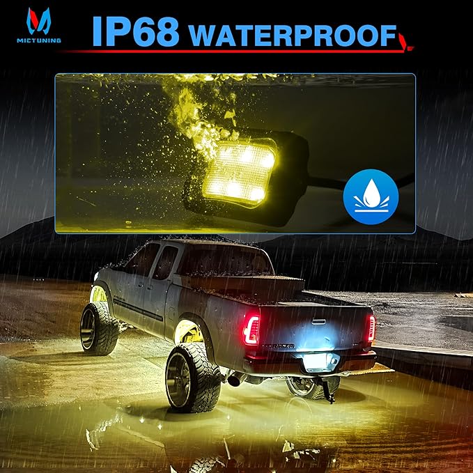 MICTUNING C2 Curved RGBW LED Rock Lights - 16 Pods Underglow Multicolor Neon Light with Wiring Switch Kit, Bluetooth Controller with APP Control