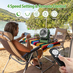 AddAcc 20000mAh Rechargeable Camping Fan - Battery Operated Fan with Light & Remote, Auto Oscillating, 4 Timer, 60 Hrs Work Cordless Tent Fan for Travel Outdoor RV Garage Power Outage Emergency