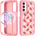 for Samsung Galaxy A15 5G Phone Case - Compatible with MagSafe Women Cute Girls Magnetic Protective Cover Strawberry Girly Kawaii Design Heavy Duty Shockproof for Samsung A15 5G Case 6.5"