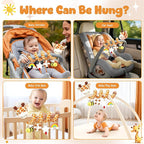 Stuffed Spiral Car Seat Baby Toys 6-12 Months, Infant Giraffe Sensory Toys Hanging Stroller Accessories, Newborn Shower Gifts for Baby Boys Girls Essentials | Cute Colorful Giraffe