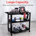 Adam's Polishes Professional Detail Cart Powder Coated Metal Car Detailing Cart for Garage | Storage Space, Rolling Premium Locking Casters, Polisher Holders, Heavy Duty Workshop, Detailers Garage