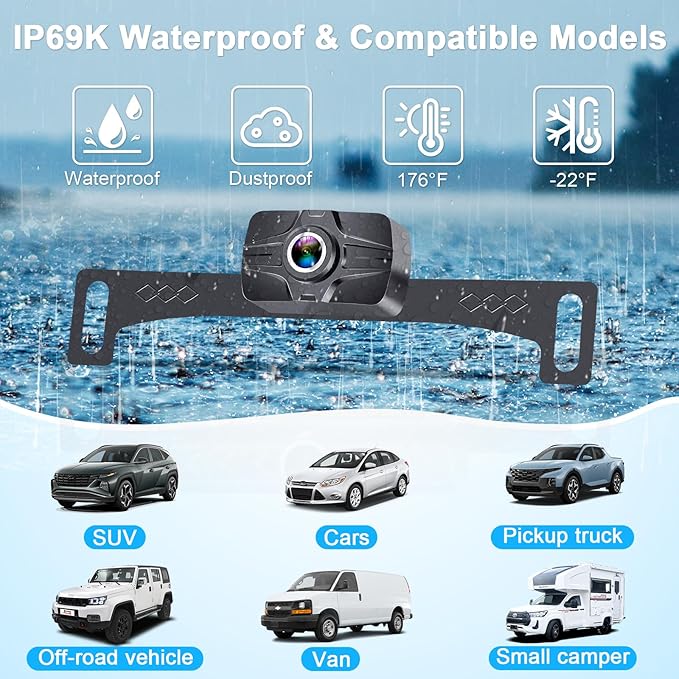 HD 1080P 7 inch Wireless Backup Camera for Truck: 15-Min Easy Install 0.01 Lux Starlight Clear Night Vision Rear View Camera for Pickup SUV Car Parking Safety Assistance