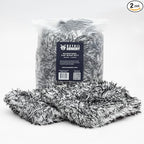 Microfiber Car Wash Mitt, Plush Cleaning Fibers, Scratch-Free, Swirl-Free, Lint-Free, 8in x 11in, Machine Washable, 2-Pack (Black)