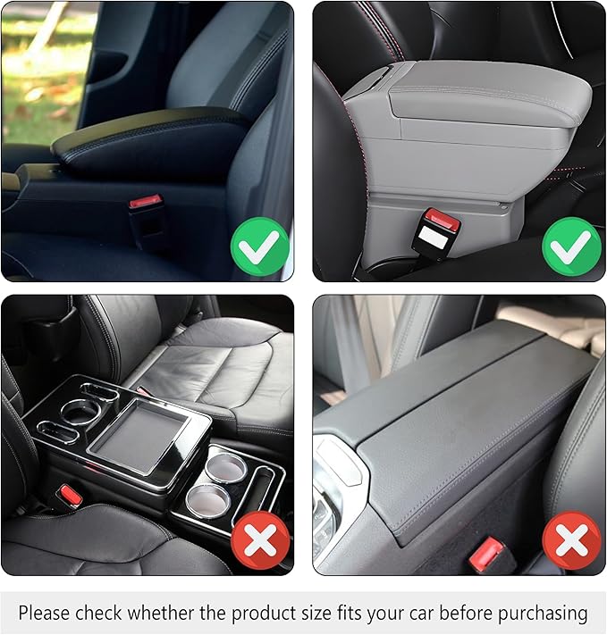 Stacool Upgraded Car Center Console Cover,Microfiber Leather Car Armrest Cover Cushion with 2 Storage Bags,Universal Car Armrest Storage Box (Blue)