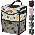 Pritent Car Trash Can with Lid, Cute Leakproof Car Trash Garbage Bag Hanging Vehicle Trash Bin Small Portable Automotive Garbage Cans Organizer for Back/Front Seat/Console(2.8 gal,Pineapple Print