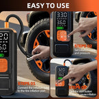 Y34 Tire Inflator Portable Air Compressor,4X Faster Inflation,6000mAh Cordless/12V DC 150PSI Air Pump for Car Tires with Digital Pressure Gauge/LED Light for Car,Motorcycle,Bike,Ball