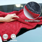 LIVOS 2 Pack Car Drying Towel, Premium Microfiber Towels for Cars, 1000GSM, Edgeless Twisted Loop Design, No Streaks, Scratches, or Water Spot, Absorbent Wash Towel, 18" x 24" (Red&Grey)