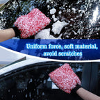 Microfiber Car Wash Mitt - 3 Pack Scratch Free Mitts with Blue, Red and Black, Machine Washable, Lint Free, 10 Inch X 8 Inch Glove