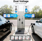 Level 1&2 EV Charger -16Amp Adjustable Current Home Charging Station with 110V-240V NEMA 6-20 Plug & 5-15 Adapter, 25FT Cable Portable Electric Vehicle Car Charger, SAE J1772 Charging Station for Home