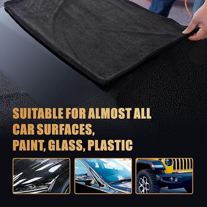 2-Pack Microfiber Car Drying Towel – Extra Large 24” x 36”, Streak-Free, Scratch-Free, and Ultra-Absorbent for Effortless Car Detailing
