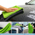 Car Microfiber Towel for Cars, 48”x24”, 1400GSM Super Absorbent, Drying Towels for SUV, Scratch-Free, Machine Washable (Darkgray-GreenYellow)