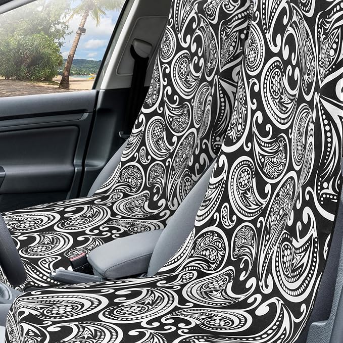 Hahafelt 2 Pack Car Seat Towel Covers with Storage Bag, 63 x 32 Inch Universal Non Slip Waterproof Sweat Protector for Car Truck, Gym Swimming Running, Machine Washable (Paisley)