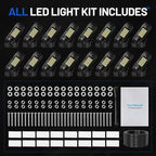 16 Pods 6500k White Rock Lights, IP68 Waterproof 36 LEDs SMD Chips Underglow Kit for Truck Pickup SUV UTV ATV RZR Car Boats