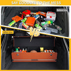Car Trunk Organizer, Collapsible Sturdy Trunk Storage Container with Lid and Handle Large Leather Car Trunk Storage (Orange, 39.7 x 11.4 x 12.2in)