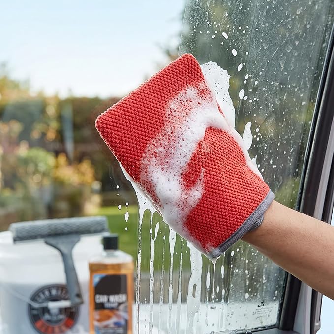 2-Pack Fine Grade Clay Mitt, Premium Clay Infused Auto Detailing Glove Designed to Remove Dirt, Grime, Iron and Surface Contaminants From Paint, Glass, Car Clay Bar Mitt for a flawless finish