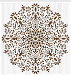 Ambesonne Mandala Shower Curtain, Abstract Art Style Vector Illustration of Mandala Flower on White Background, Cloth Fabric Bathroom Decor Set with Hooks, 69" W x 70" L, Brown and White