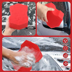 Big Sponge 2.0 Soft Car Wash Sponge with Enhanced Grip Reaches Tight Spots Safe for All Paint Types Works with Rinseless Wash Car Soap (Red)