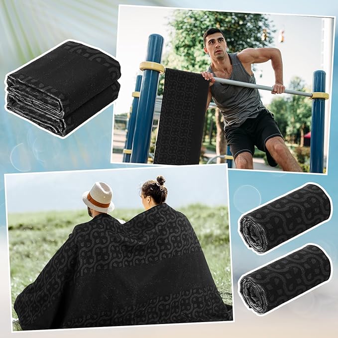 Hahafelt 2 Pack Car Seat Towel Covers Athletic Running Towel Performance Microfiber Post Workout Sweat Washable Cover Non Slip for Seat Outdoor Sport (Midnight)