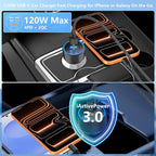 [Apple MFi Certified] iPhone 17 Car Charger, KYOHAYA 6-Port 120W USB-C&USB-A Power Cigarette Lighter Fast Charging PD/QC USB-C Car Charger + Type-C Braided Cord for iPhone 17/17 Pro/16/15/Galaxy/Pixel