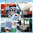 LemonRoad 30 Pcs Microfiber Car Wash Mitts Scratch Free Wash Mitts for Car Cyclone Microfiber Absorbent Detailing Washing Gloves Sponge Glove Cleaner for Wheel Trucks Home Cleaning Supplies