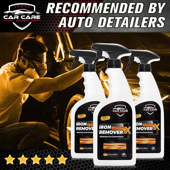 Car Care Iron Remover X, Car Detailing Iron Rust Remover-Wheel, Paint, Ceramic-Cleaner-Car Cleaner Exterior Care Products, Colorless Rim Cleaner, Decal Remover-Use Before Clay Bar (128 Fl Oz Gallon)