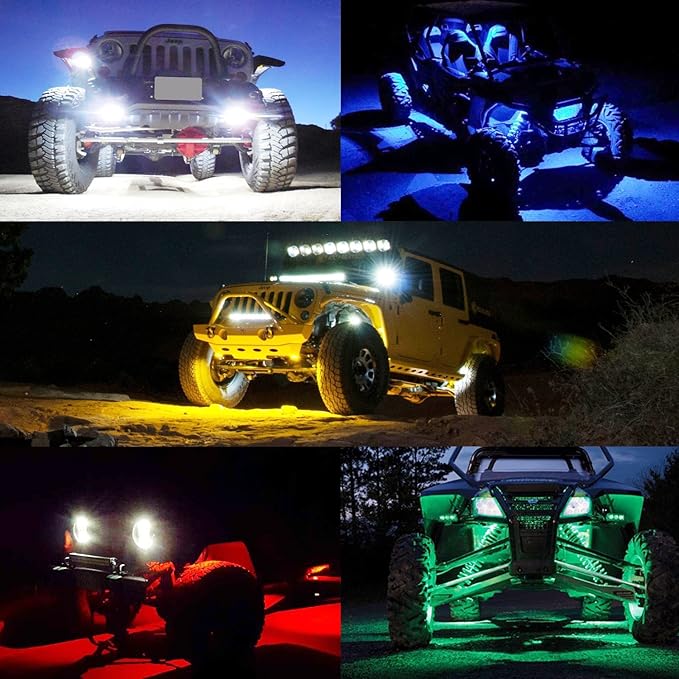 6 Pods LED Rock Lights, Ampper Waterproof LED Neon Underglow Light for Car Truck ATV UTV SUV Offroad Boat Underbody Glow Trail Rig Lamp (Blue)