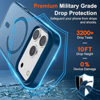 SUPFINE Magnetic for iPhone 17 Pro Case (Compatible with MagSafe)(Military Grade Drop Protection) Translucent Matte Shockproof with Anti-Fingerprint Phone Cover,Deep Blue