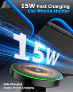 ZBF Magnetic Wireless Charging Car Phone Holder with 15W Fast Charging & Strong Vacuum Suction, 360° Rotatable Dashboard & Windshield Mount for Magsafe iPhone 17/16/15/14/13 Android Galaxy S24/S23/S22