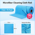 Microfiber Cleaning Cloth Roll, 75 Pack Tear Away Microfiber Towel, Reusable Washable Shop Towels, Lint Free All-Purpose Cleaning Rags Wash Cloths for Home Car Kitchen Automotive 11.5"x11.5"