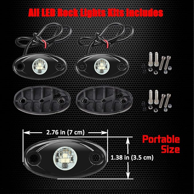 2 Pods LED Rock Lights, Ampper Waterproof LED Neon Underglow Light for Car Truck ATV UTV SUV Offroad Boat Underbody Glow Trail Rig Lamp (Blue)