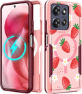 LISEVOfor Moto G Power 2025 Case - for Motorola Moto G Play 2025 Case Compatible with MagSafe Women Cute Girls Magnetic Protective Phone Cover Girly Kawaii Strawberry Heavy Duty Shockproof