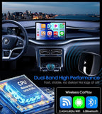 Wireless CarPlay Adapter for iPhone& Android,2-in-1CarPlay Dongle,Upgrade Wired to Wireless CarPlay Adapter,Cars with USB-A & Type-C Extension Cables,Stable Control,Plug and Play (Black)