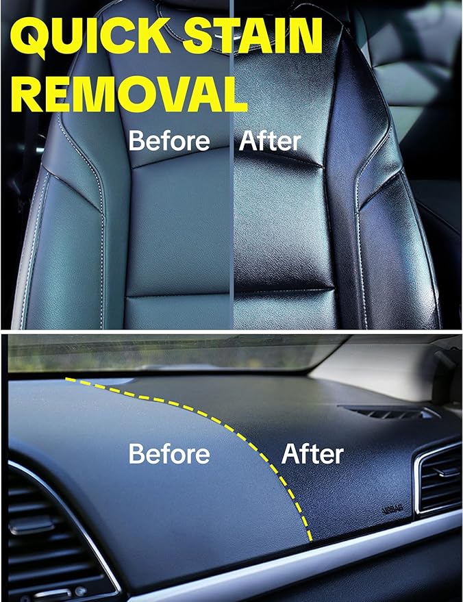 Kingvo Car Interior Cleaner Spray, Multipurpose Leather Seat Cleaner Upholstery Car Cleaning Kit Auto Dashboard Vinyl Detailing Supplies Kit,Lemon Scent