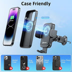 SONRU Car Phone Holder Wireless Charger, Qi 15W Wireless Car Charger Fast Charging Auto Clamping Car Charger Mount Suction Holder Dashboard Air Vent for iPhone 16/15/14/13/12/11, Samsung S25/24