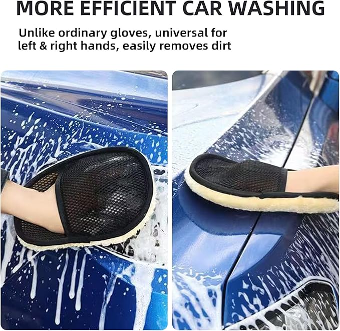 5pack Car Wash Mitt, House Cleaning Glove, Home Dusting Cloth Imitation Wool Gloves 2 pcs Yellow
