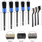 HMPLL 10pcs Detailing Brush Set, Multi-Purpose Car Detailing Brushes for Cleaning Car Interior, Exterior, Engine, Leather, Including 5 car Cleaning Brush, 3 Wire Brush, 2 Air Vent Brush,Blue