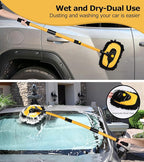 anngrowy 47.64" Car Wash Brush Mop Kit Mitt Sponge with Long Handle Car Cleaning Supplies Kit Tools Car Washing Duster Exterior Scratch Free, Chenille Replacement Head Extension Pole