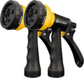 AUTOMAN-Garden-Hose-Nozzle, 2 Pack ABS Water Spray Nozzle with Heavy Duty 7 Adjustable Watering Patterns,Slip Resistant for Watering Plants,Lawn& Garden,Washing Cars,Cleaning,Showering Pets - Yellow