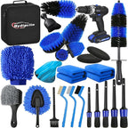 Qydipclin 24Pcs Car Detailing Kit, Car Detailing Brush Set, Car Wash Cleaning Kit, Car Detailing Brushes, Professional Car Care Kit for Interior Exterior Wheels, Blue