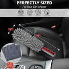 Car Duster Interior by TAKAVU, 360° Microfiber Fingers, Unbreakable Comfort Handle, Lint and Scratch Free, Include Microfiber Towel, for Car & Home Use, The Best Auto Accessories Gray